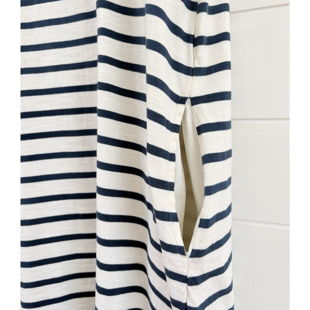 Faherty Merritt T-Shirt Dress Amagansett Stripe Organic Cotton Button Back L - Picture 8 of 16
